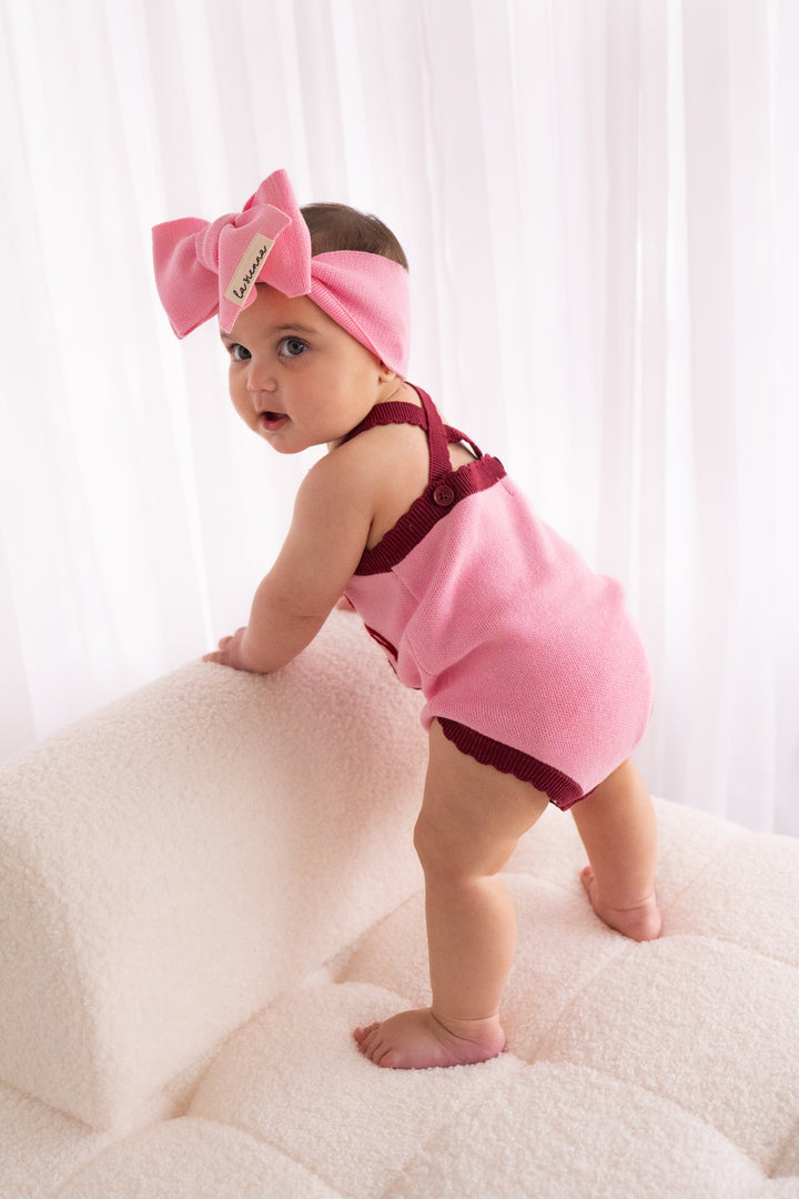 Classic Knitted Romper - Cherries