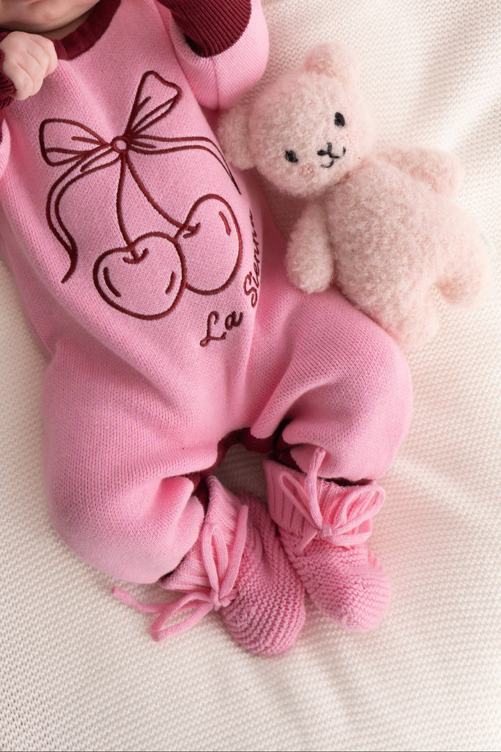 Knitted Booties - Peony Pink