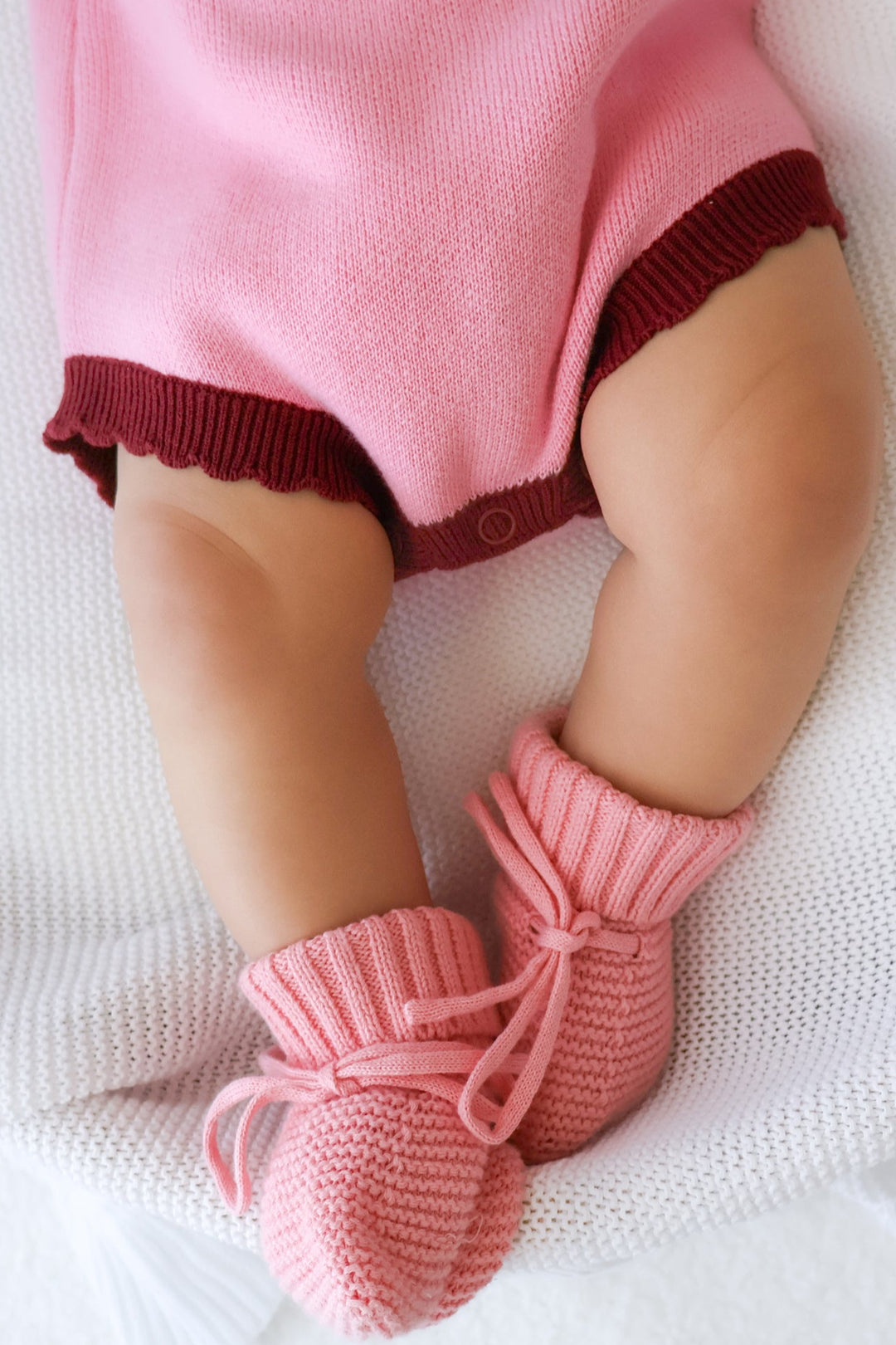Knitted Booties - Peony Pink