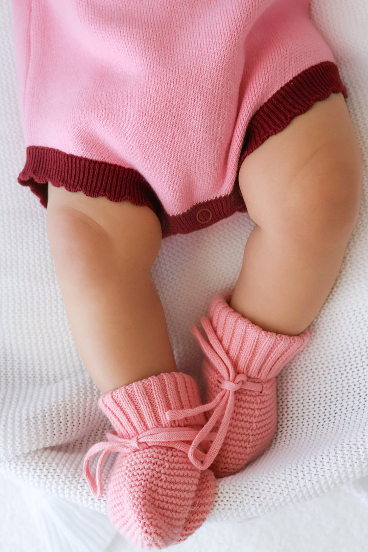 Knitted Booties - Peony Pink