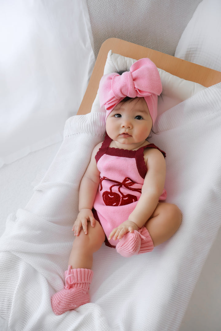 Classic Knitted Romper - Cherries