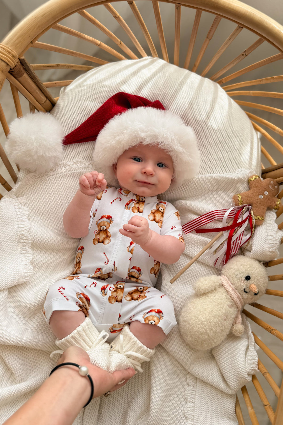 Summer Zip Romper - Christmas Teddy