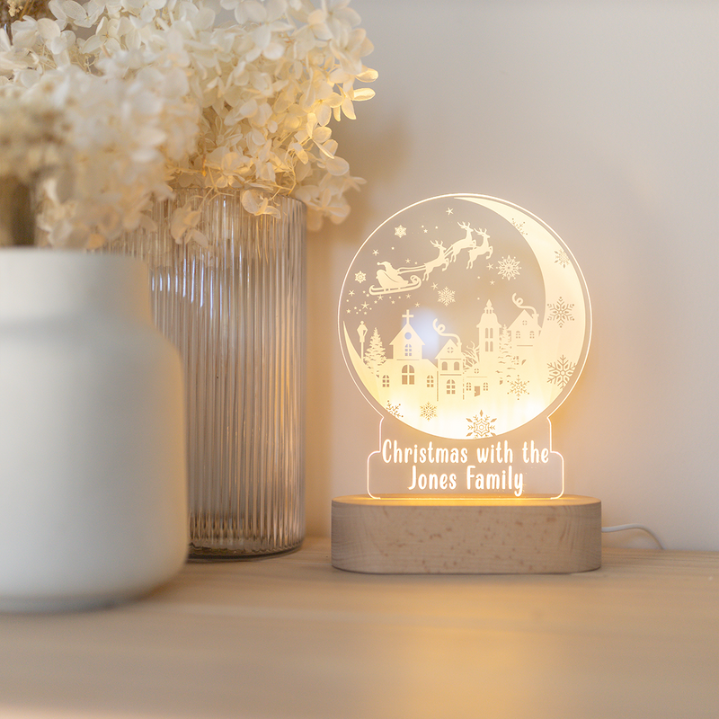 Acrylic Night Light - Christmas Town Snow Globe