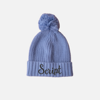 Embroidered Chunky Knit Beanie - Marine