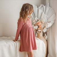Cozy Basic LS Dress - Cinder-Rose
