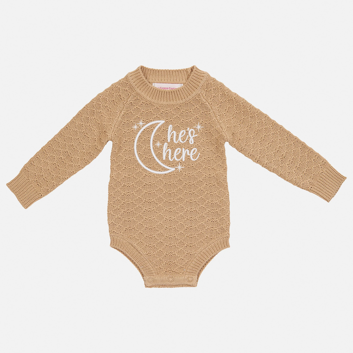 Embroidered Birth Announcement Montee Romper - Cinnamon