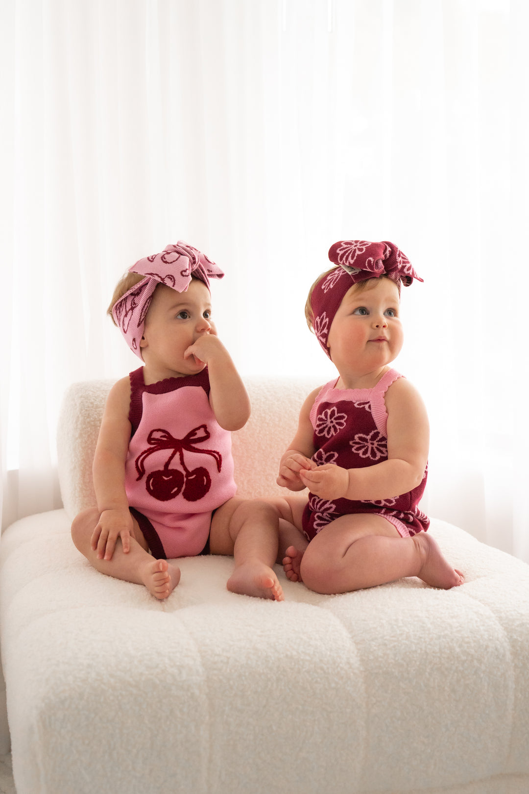 Classic Knitted Romper - Cherries