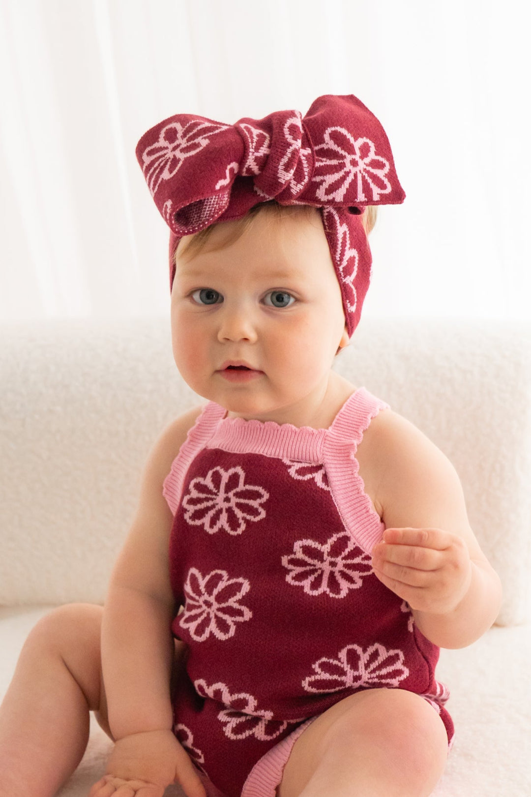 Knitted Headwrap - Merlot Bloom