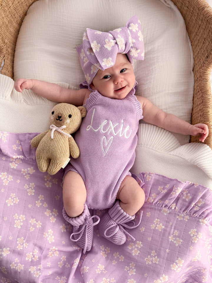 Classic Knitted Romper - Orchid