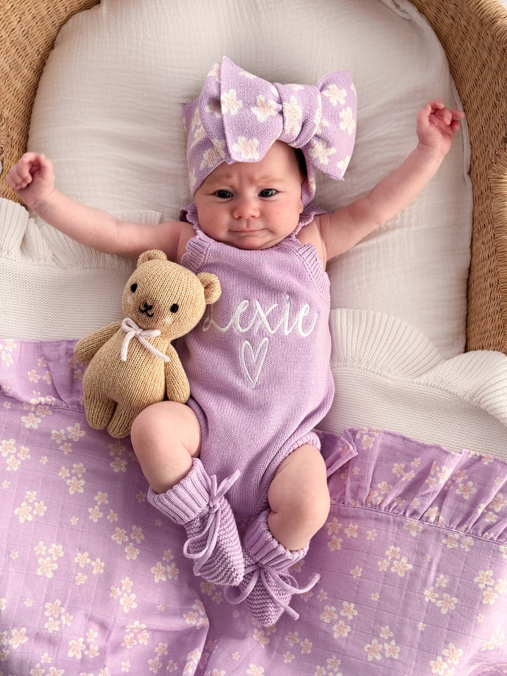Classic Knitted Romper - Orchid