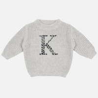 Embroidered Chunky Knit - Cloud Grey
