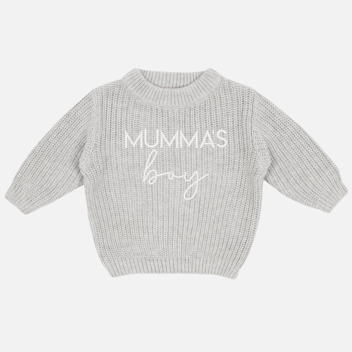 Embroidered Mother's Day Chunky Knit - Cloud Grey