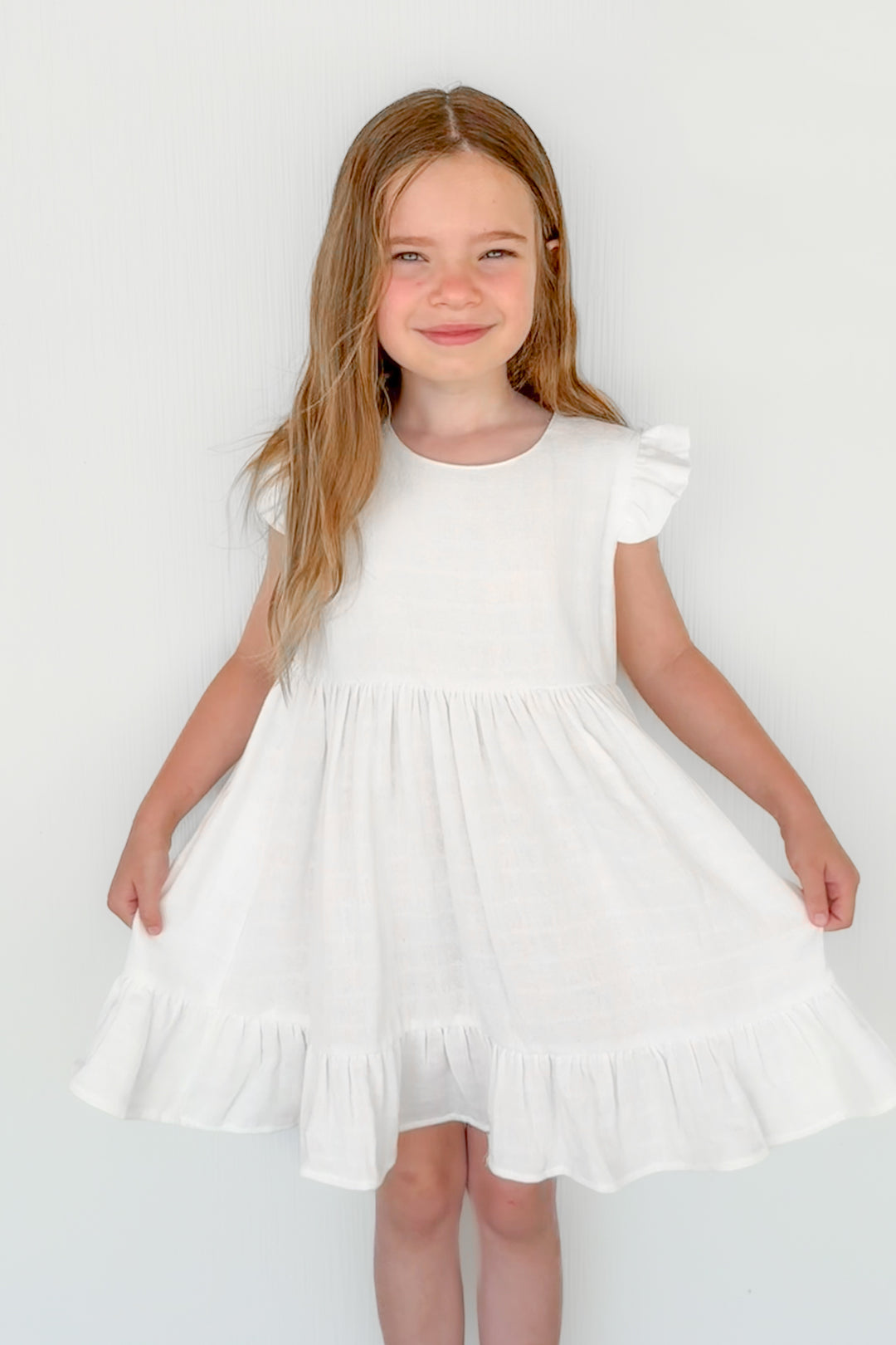Muslin Summer Ruffle Dress - Coconut