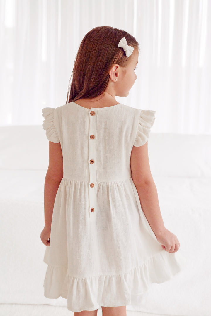 Muslin Summer Ruffle Dress - Coconut