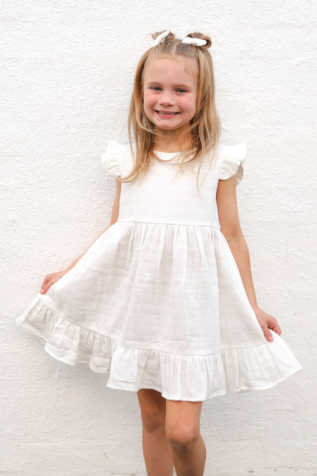 Muslin Summer Ruffle Dress - Coconut