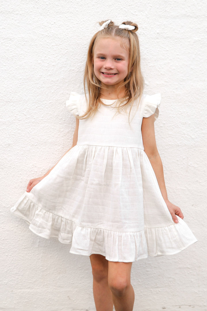 Muslin Summer Ruffle Dress - Coconut
