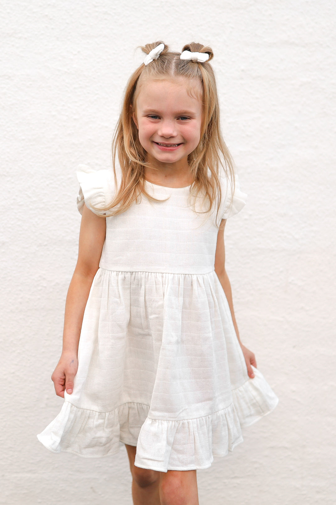 Muslin Summer Ruffle Dress - Coconut