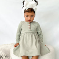 Cozy Basic LS Dress - Basil
