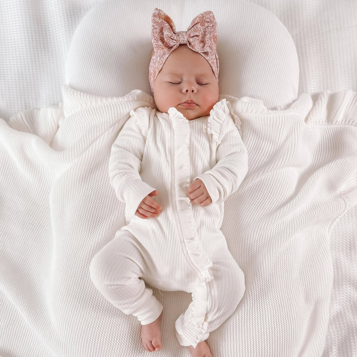 Baby girls white long sleeve frill romper