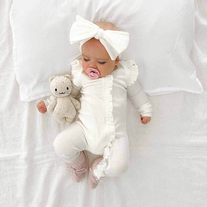 Baby girls white long sleeve frill romper