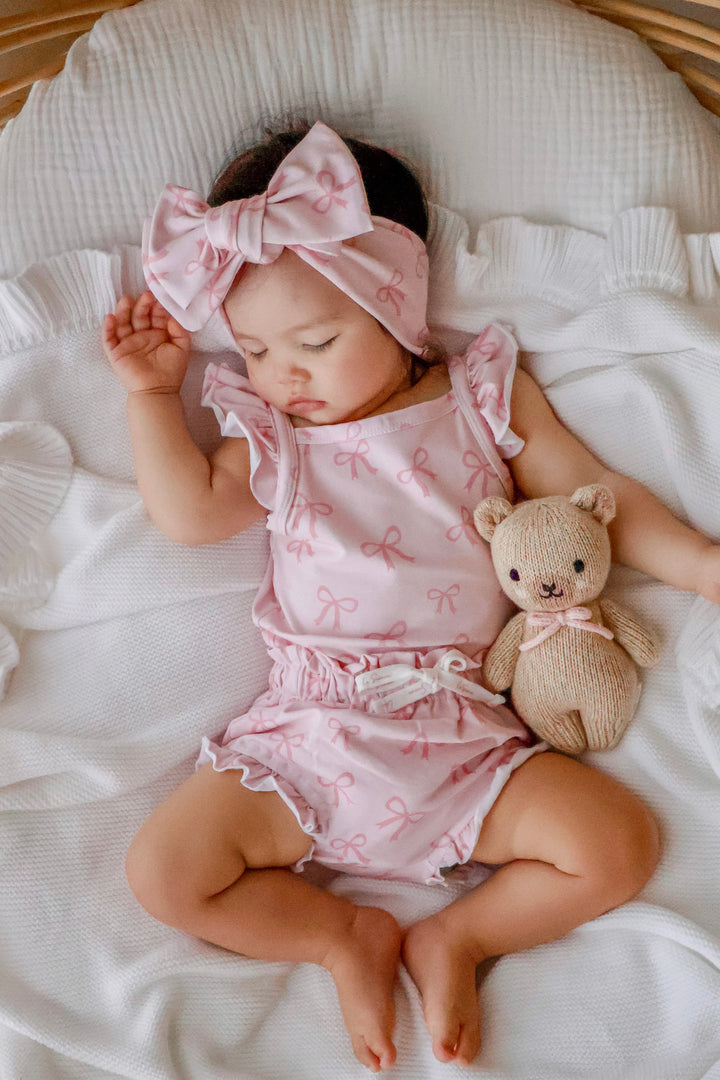 Singlet &amp; Shorties Set - Pink Bows