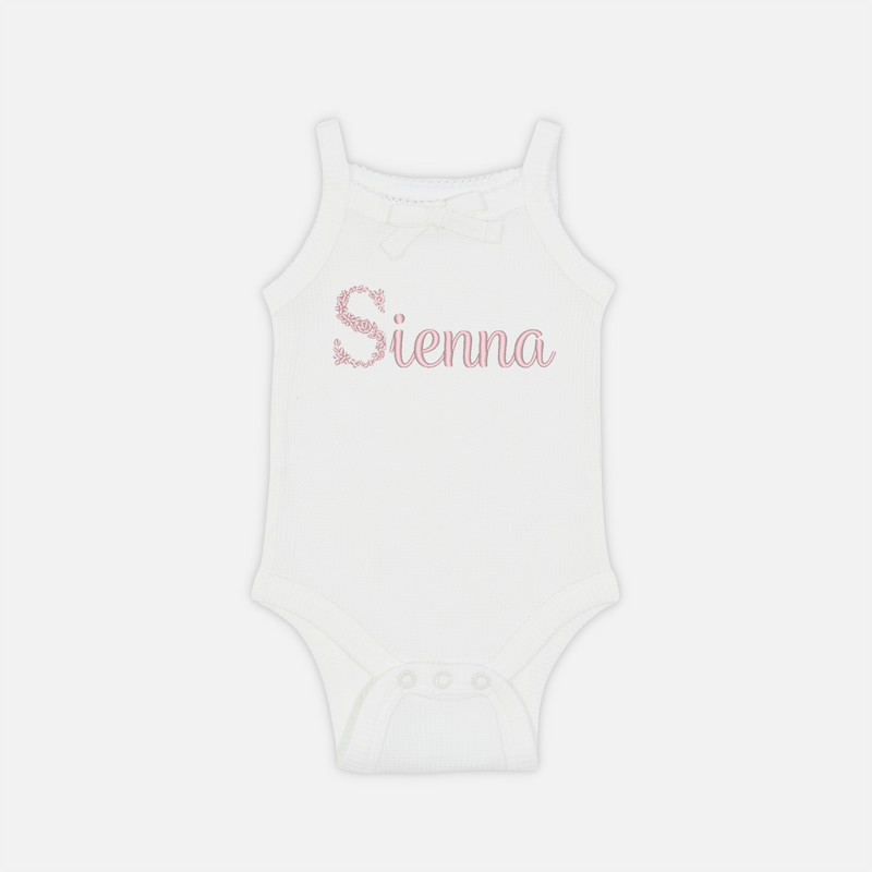 Embroidered Dainty Waffle Singlet - Coconut