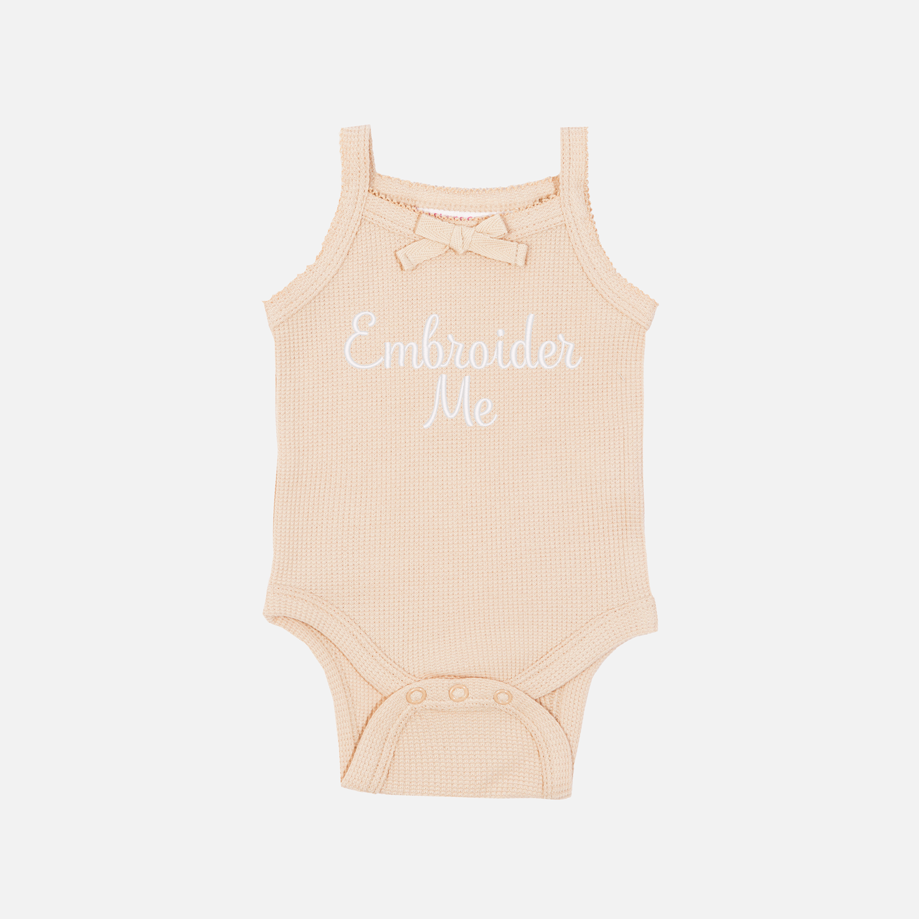 Embroidered Dainty Waffle Singlet - Oatmeal