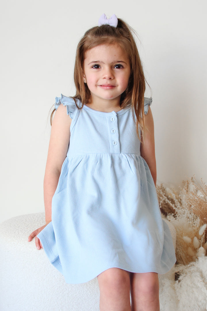 Summer Waffle Dress - Dove Blue