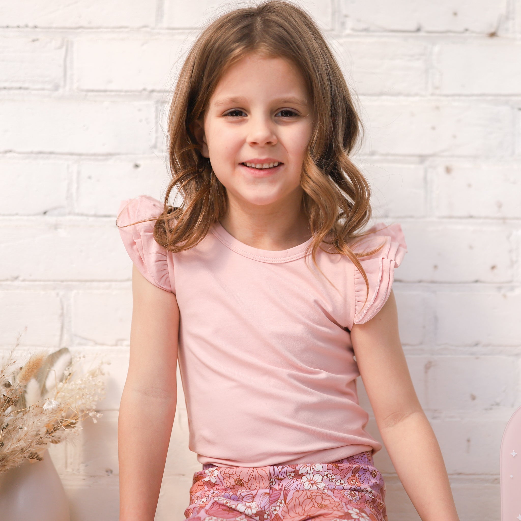 Short Sleeve Flutter - Dusty Pink