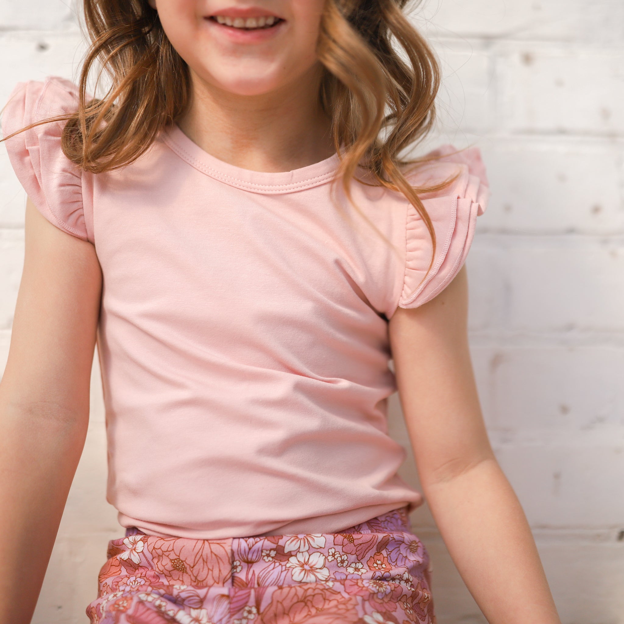 Short Sleeve Flutter - Dusty Pink