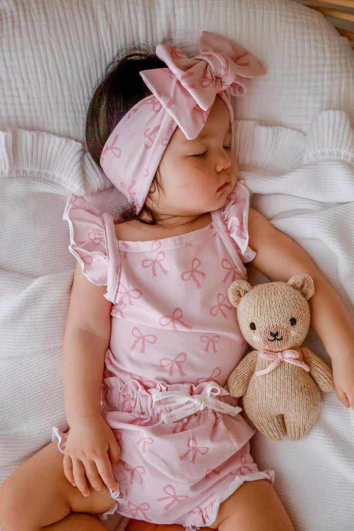 Singlet &amp; Shorties Set - Pink Bows
