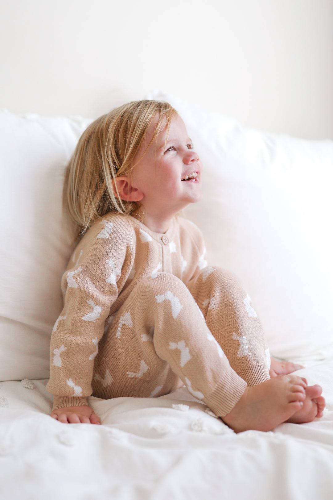 Knitted Louie Romper - Little Bunny Oat