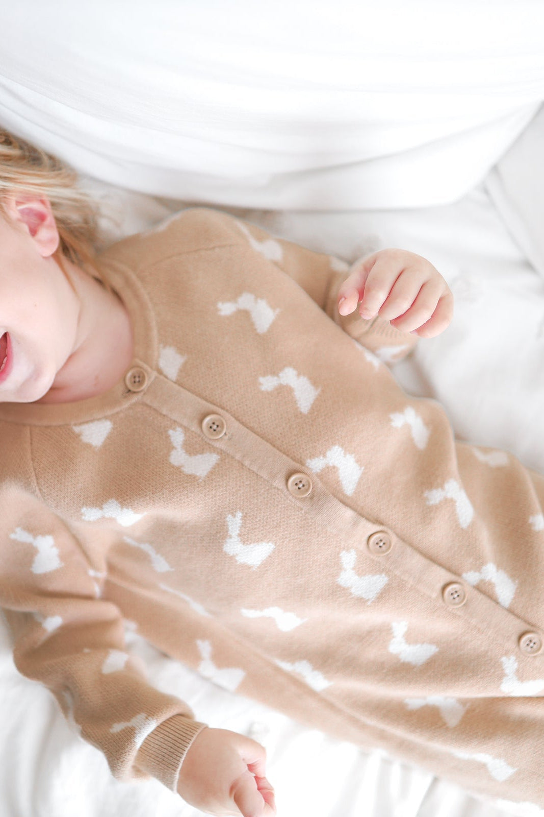 Knitted Louie Romper - Little Bunny Oat