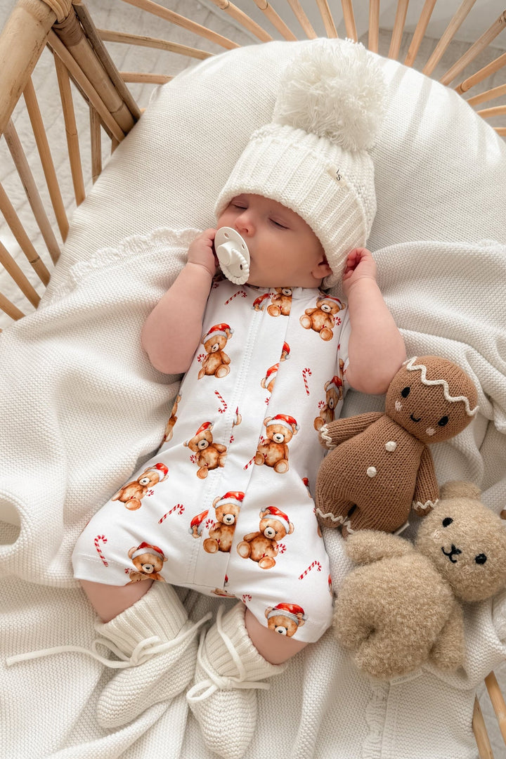 Summer Zip Romper - Christmas Teddy