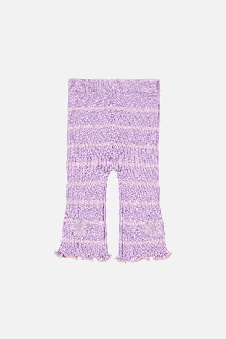 Knitted Flare Leggings - Wisteria Stripe