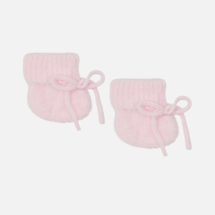 Fluffy Knitted Booties - Pink
