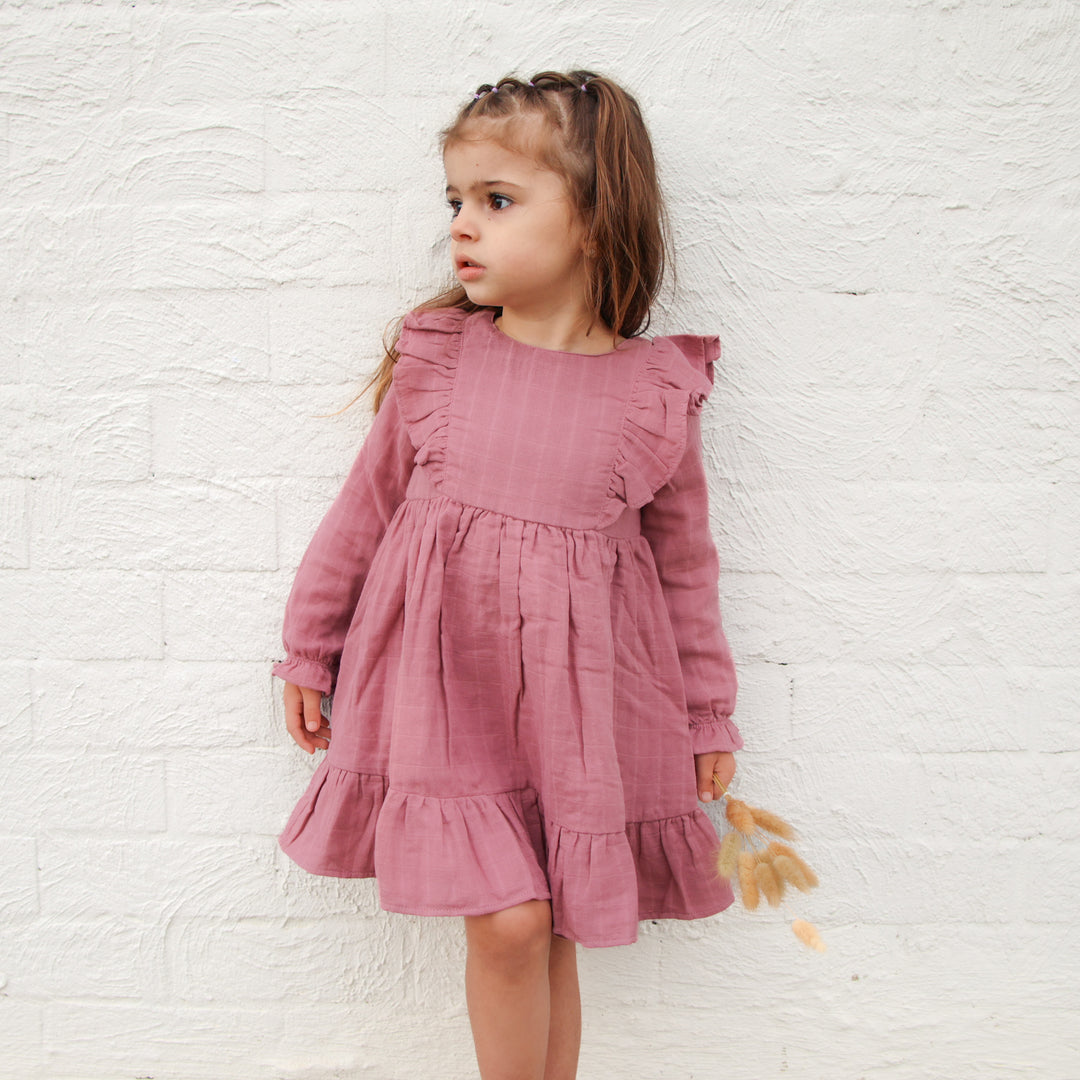 Muslin Frill Dress French Rose – La Sienna Couture