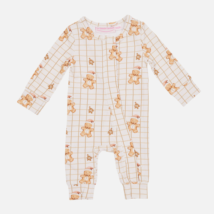 LS Zip Romper - Jolly Little Gingerbread