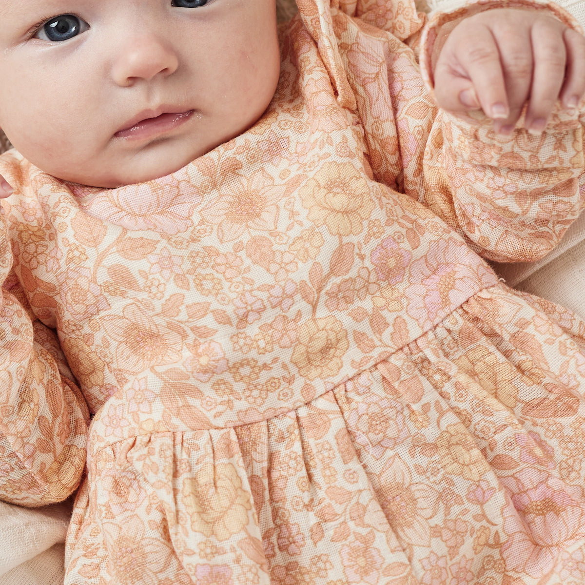 Muslin LS Bubble Romper - Goldie