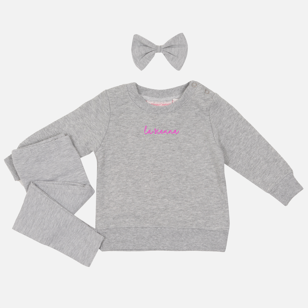 La Sienna Logo Crew Neck and Leggings Set - Grey