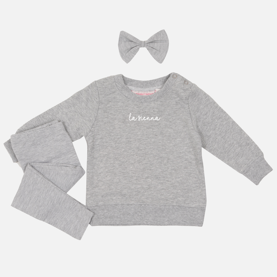 La Sienna Logo Crew Neck and Leggings Set - Grey