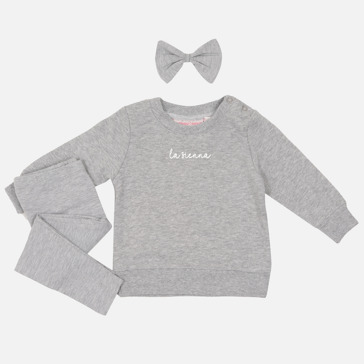 La Sienna Logo Crew Neck and Leggings Set - Grey