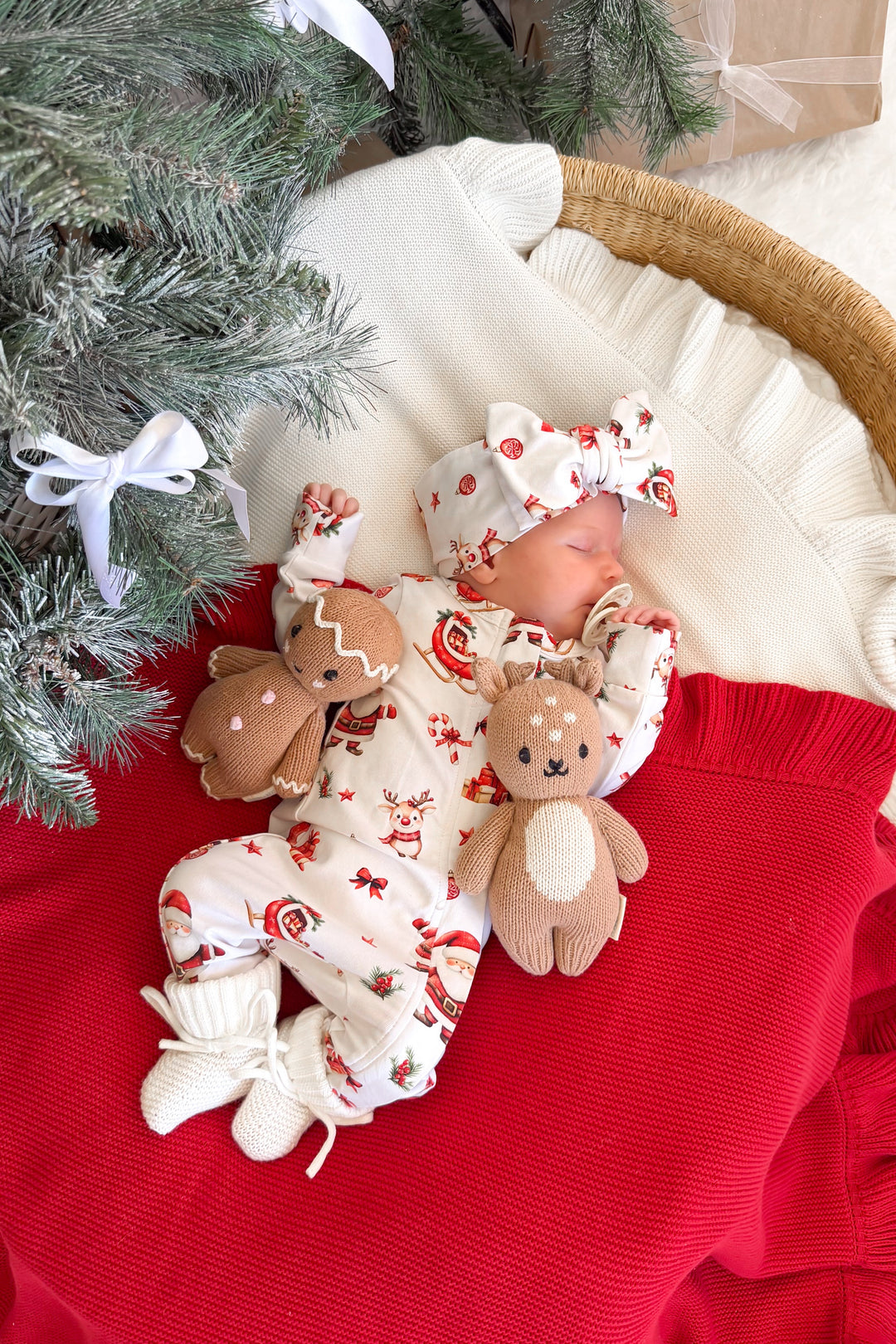 LS Zip Romper - Here Comes Santa Claus