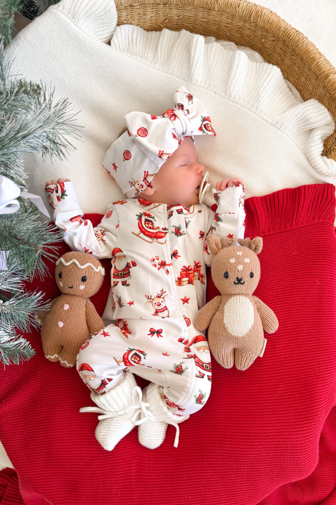 LS Zip Romper - Here Comes Santa Claus