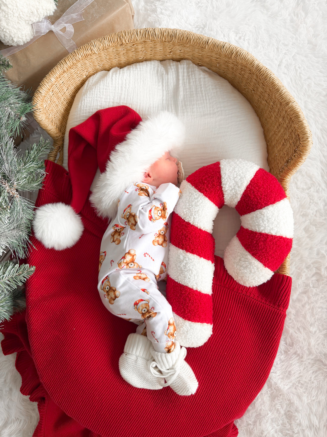 LS Zip Romper - Christmas Teddy