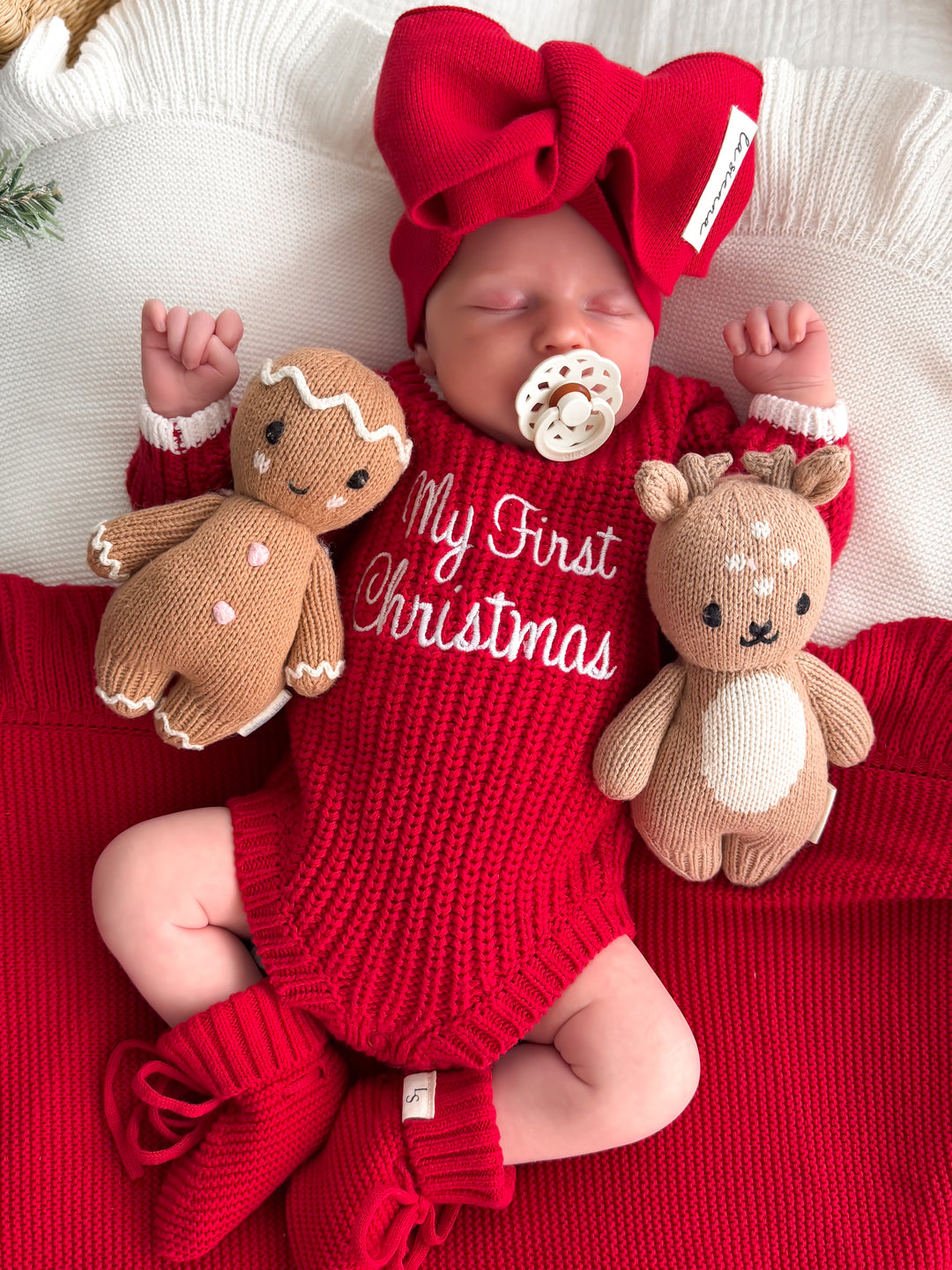 Super Chunky Knit Romper - Red