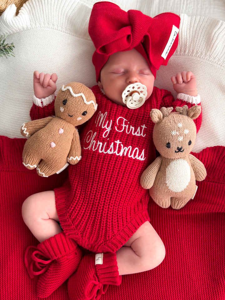 Super Chunky Knit Romper - Red