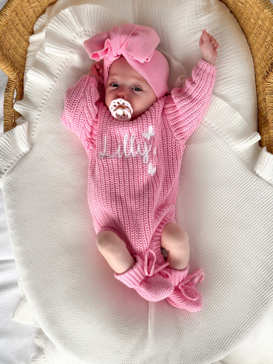 Super Chunky Knit Romper - Peony Pink