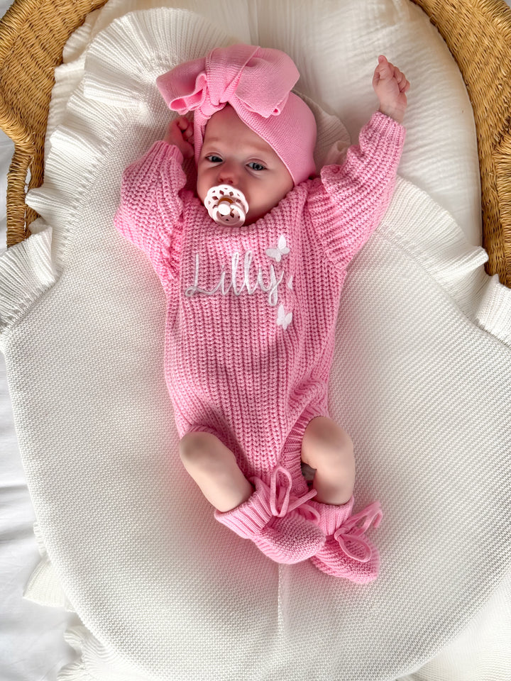 Super Chunky Knit Romper - Peony Pink