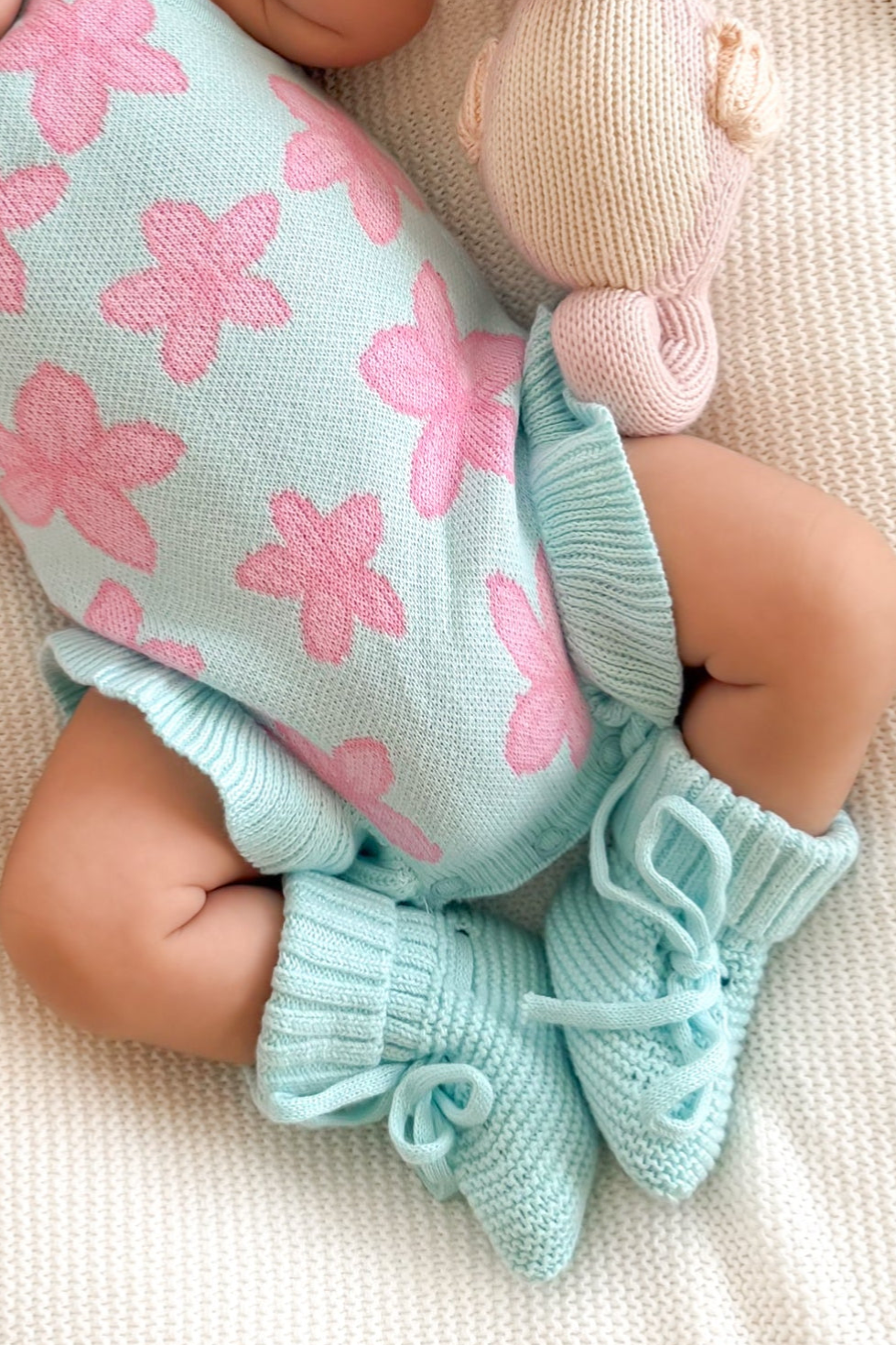 Knitted Booties - Aqua